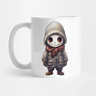 smiling ghastly skull in mask, wearing a cloak, scary mask ! halloween ! Mug